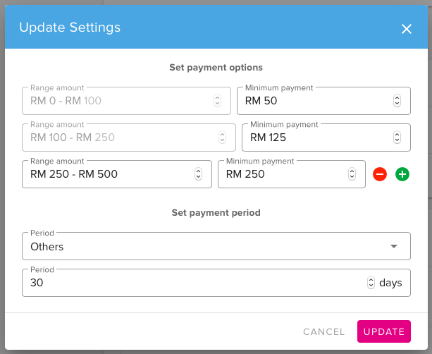 Suggested Partial Payment setup